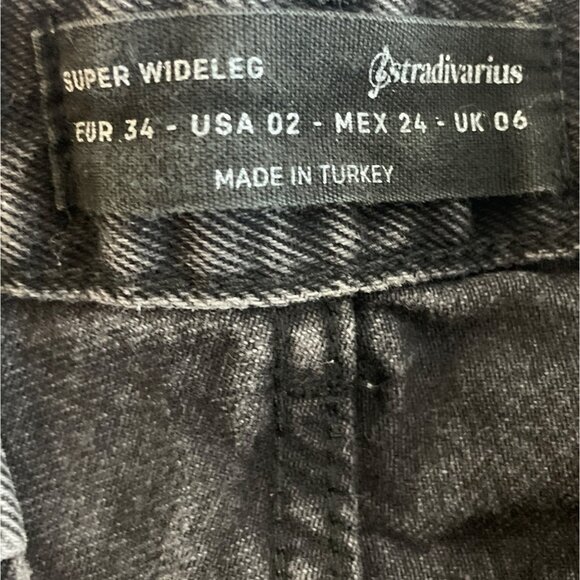 Stradivarius Womens Super Wide-Leg High-Waisted Denim Jeans Black Size 2 - Picture 6 of 8